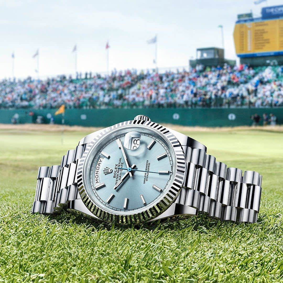 ROLEX ジュエリーパリさんのインスタグラム写真 - (ROLEX ジュエリーパリInstagram)「伝統への敬意、謙虚さ、品位といったゴルフの主要な価値観を想起させる、最古のゴルフ選手権である全英オープンで頂点を極める。アイスブルーダイアルとフルーテッドベゼル、象徴的なプレジデントブレスレットを備えたプラチナ製の @Rolex デイデイト 40。40年以上にわたり、ロレックスは全英オープンのオフィシャルタイムキーパーを務めてきた。  #Rolex #TheOpen #OfficialRolexRetailer #jewelryparis」7月22日 11時00分 - j_paris_rolexofficialretailer