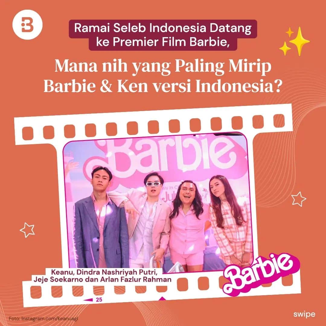 のインスタグラム：「Identik dengan warna pink dan gaya fashionable yang maksimal, kira-kira siapa nih menurut beauties yang paling mirip ala Barbie dan Ken Indonesia?😍  Oiya, udah nonton film barbienya belum nih? Yang udah nonton, boleh dong kasih reviewnya di kolom komentar, ya! —-- Jangan lupa untuk follow @Beautynesia.id  untuk berita menarik seputar wanita dan lainnya!  Follow juga instagram : @beautynesianews 💄 @mommyasia.id 🤰🏼👶🏻 —---- #fashion #outfit #look #barbie #barbieken #filmbarbie #premier #premierbarbie #pink #cute #sweet #beautynesiaid」