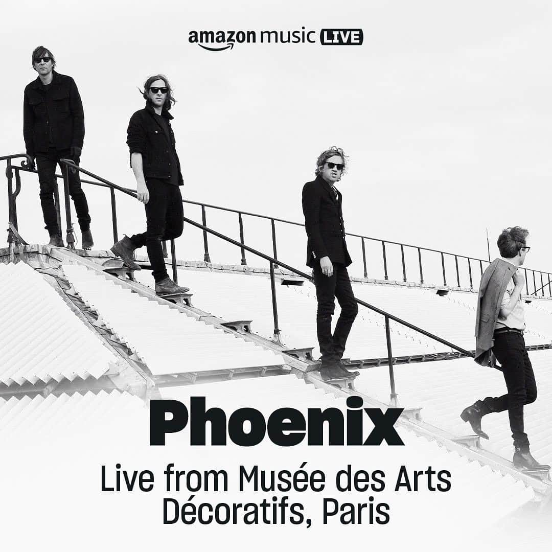 フェニックスのインスタグラム：「Last November's performance at the Musée des Arts Décoratifs in Paris is now available to stream on Amazon Music. You can watch 4 videos from the livestream and listen to live recordings of "After Midnight”, “Tonight”, “Alpha Zulu”, and “Artefact”. Filmed with a lot of care by our friends at @blogotheque. Stream now via link in bio!   @madparis @amazonmusic」