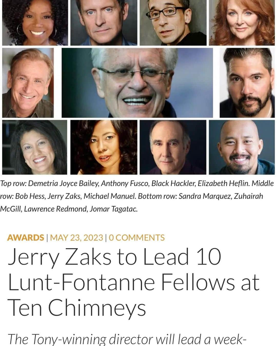 シャロン・ローレンスさんのインスタグラム写真 - (シャロン・ローレンスInstagram)「I’m so pleased to join this year’s @tenchimneys Foundation fellows for an evening with the inimitable director, #JerryZaks.   As a former #LuntFontanne Fellow, ( thank you @pasadenaplayhouse and @sheldon_l_epps ! ) I understand the privilege of professional development this program provides actors in the #theatre. #livetheatre #performingarts」7月22日 2時24分 - sharonelawrence