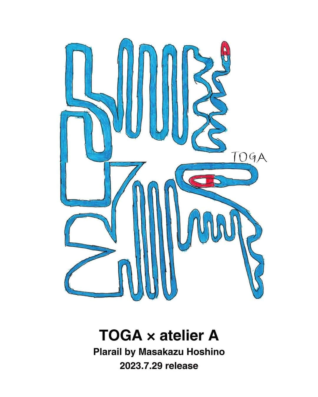 TOGAさんのインスタグラム写真 - (TOGAInstagram)「2023.7.29 TOGA × atelier A  Volunteer group 【atelier A】20th Anniversary Project ボランティアグループ【アトリエ・エー】20周年記念プロジェクト。  Drawing: Plarail by Masakazu Hoshino —————————————————— 2003年に設立されたatelier A(アトリエ・エー)は年令や障害の程度を問わず誰もが参加できる場として開放され、ダウン症、自閉症の子供たちを中心とした限りなく自由な絵の教室。 創作テーマは子供たち自身が見つけ、教室の終わりには、絵でも写真でも歌でもダンスでも、それぞれの好きな方法で出来上がった作品を発表する形式で月に一度開催されている。   主宰する赤荻夫妻の活動を知りTOGAデザイナー古田がボランティアスタッフとして通いはじめ約10年となる。 今回、アトリエ・エーの20周年を記念し、教室に通うメンバーの中から土岐 健太(Kenta Toki)、稲坂 厳(Tsuyoshi Inasaka)、星野 雅和(Masakazu Hoshino)の作品を使用したTシャツとトートバッグをTOGAがデザイン制作担当した。   Founded by Tetsu Akaogi in 2003, atelier A is a drawing class open to children regardless of age or disability. Once a month, children with autism and down syndrome gather to the atelier to create artwork based on interesting themes they have discovered, and at the end present their work in whatever way they like, be it painting, photography, singing, or dancing.   TOGA designer Yasuko Furuta first started attending as a volunteer staff 10 years ago, and to celebrate atelier A’s 20th anniversary, TOGA has designed T-shirts and tote bags with the artworks of Kenta Toki, Tsuyoshi Inasaka, and Masakazu Hoshino whom are participants of the class. —————————————————— 2023.7.29 SAT Release  Stores: SHIBUYA PUBLISHING & BOOKSELLERS TOGA HARAJUKU TOGA OSAKA TOGA ONLINE STORE  @togaarchives_online  https://store.toga.jp/  @atelier_a2003 https://atelier-a.tokyo/   #togaarchives #atelierA」7月21日 18時05分 - togaarchives