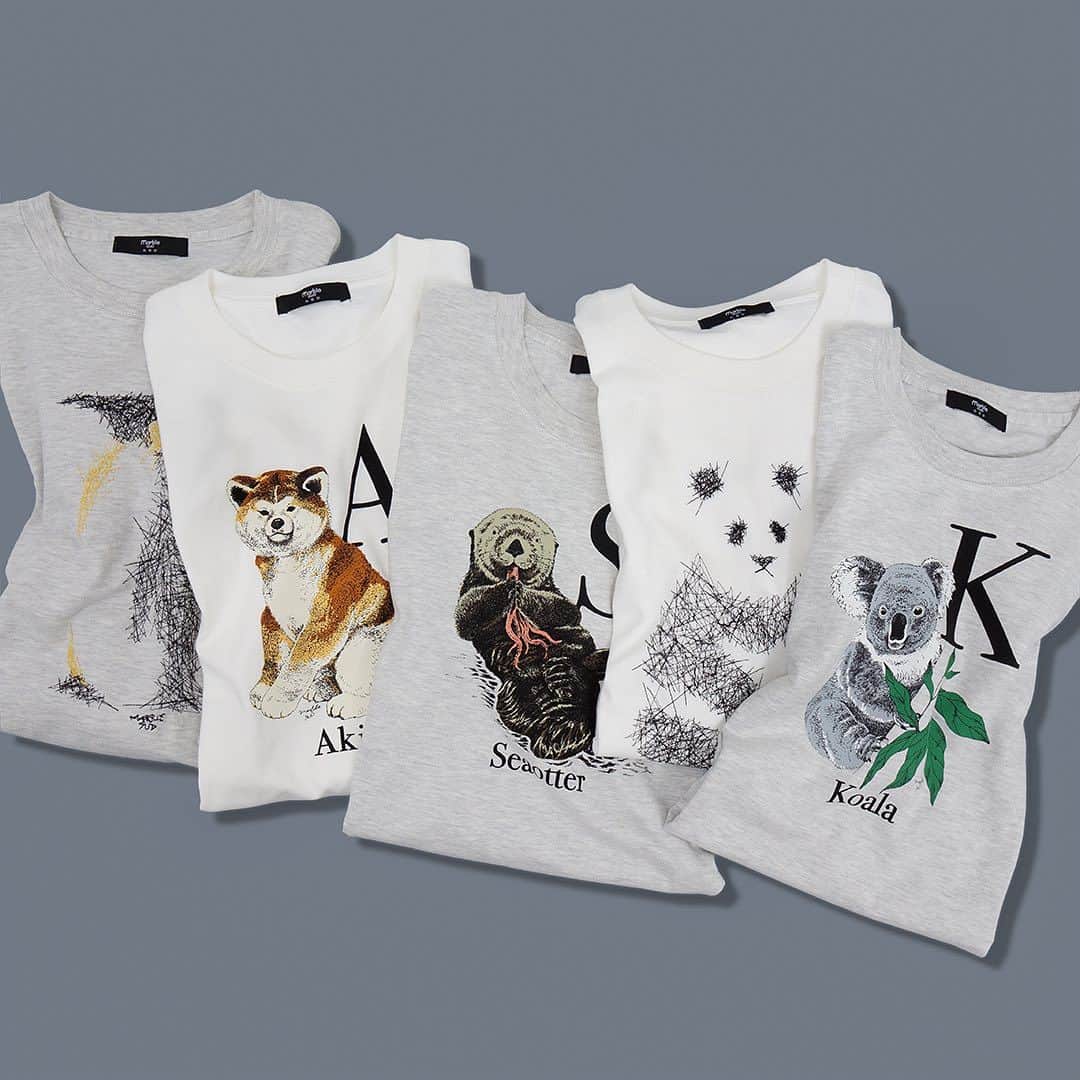 marbleSUD(マーブルシュッド) のインスタグラム：「【新作】動物好きの皆さまにはたまらない🤤新作Tシャツが入荷しました📣 暑い時にサッと着られて、汗をかいたらすぐお洗濯ができるTシャツは夏の必須アイテム🌻プリントと刺繍、2シリーズでのご用意となっております🍉✨お気に入りの1枚を見つけて暑い夏を一緒に乗り越えましょう🏝️」