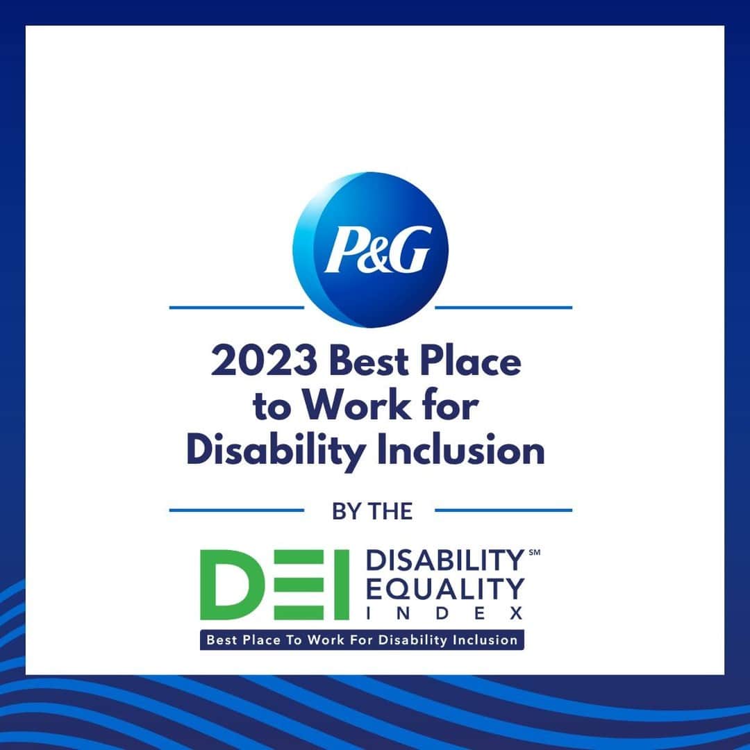 P&G（Procter & Gamble）のインスタグラム：「P&G’s recognition by @DisabilityIN and @AAPD as #BestPlaceToWork on the Disability Equality Index #DEI23 reflects the extensive work of our employees our brands and our partners as they strive to:   🧴 Design and innovate products and packaging that is more accessible.   🧑‍🦽 Provide visibility and spark conversations around disability inclusion.    📺 Support more accessible advertising.   Our #DisabilityInclusion commitment to drive tangible actions toward full inclusion and equality continues as we listen, learn, and take action every day.   Learn more about P&G’s efforts to build a more accessible and inclusive workplace and world at the link in the bio.」