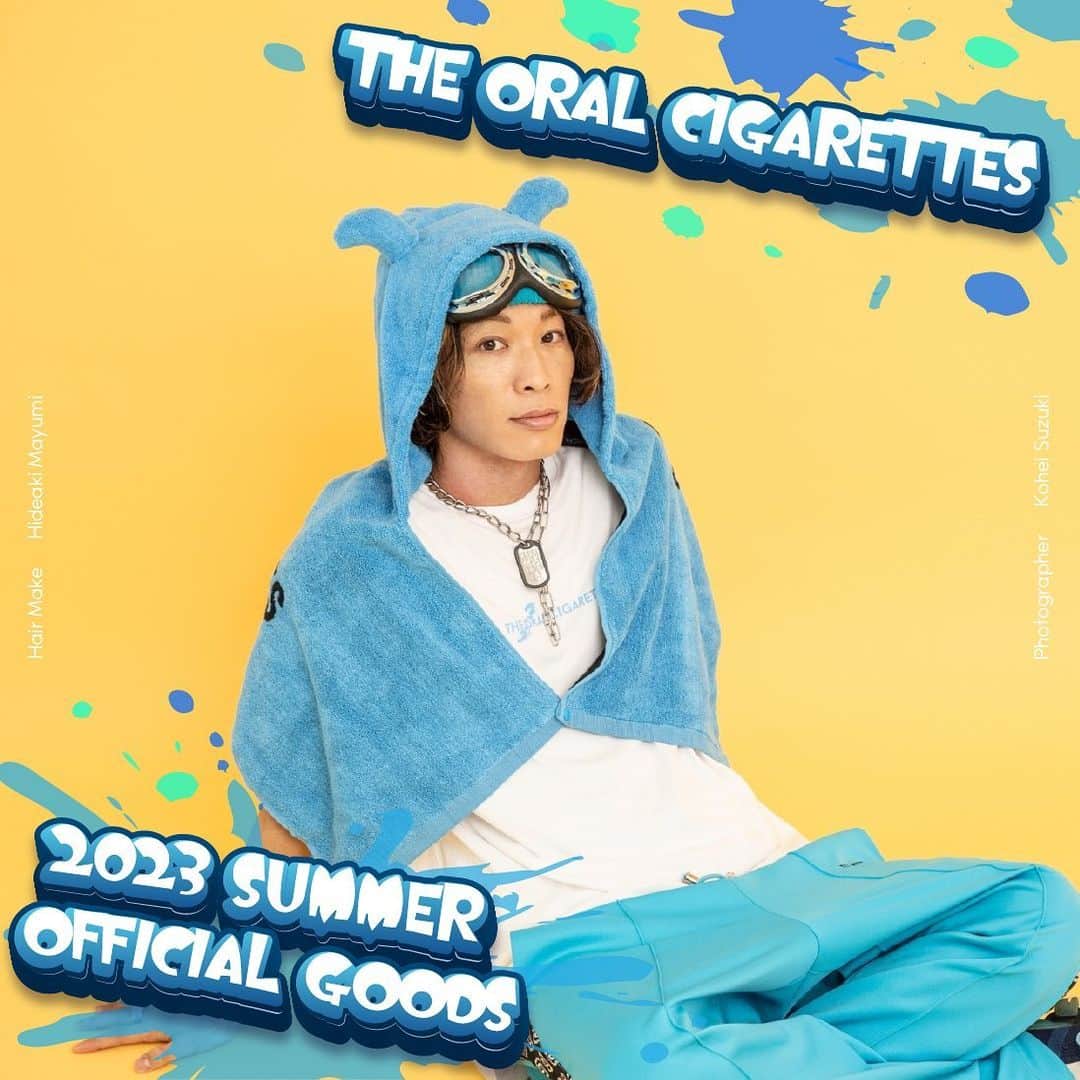 THE ORAL CIGARETTES のインスタグラム：「7/22「OSAKA GIGANTIC MUSIC FESTIVAL 2023」から販売する新グッズの着用写真を公開しました🌊  夏フェスよろしくお願いします☀️」