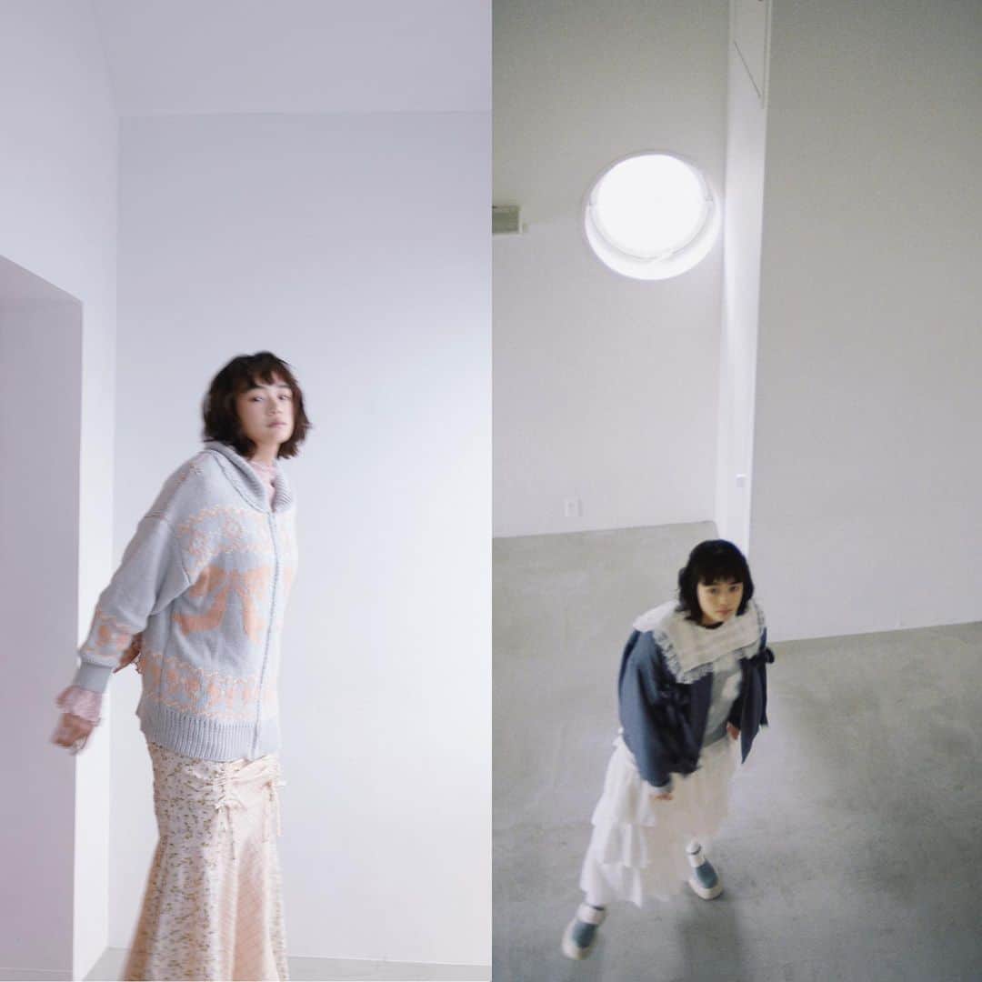 merry jennyのインスタグラム：「. 【 2023 winter LOOK BOOK 】  merry jenny 2023 winter LOOK BOOK 📚  merry jenny 2023 autumn&winter collection -- Dream well --  photograph: @toshiakikitaoka  model: @yui_okamoto_  hair&make : @torivomit  styling : @rurimatsui  direction: @knax_official  @merryjenny_instagram     #merryjenny #メリージェニー #2023aw #winter #dreamwell」