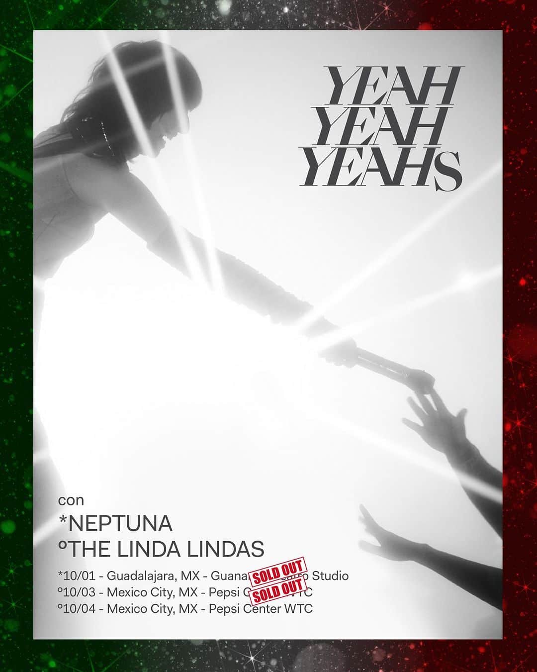 ヤー・ヤー・ヤーズのインスタグラム：「HOLA AMIGOS! @the_linda_lindas are supporting in CDMX! Tickets are sold out for Oct 3 and going fast for Oct 4. Get yours now and party con nosotros in October 🎉🇲🇽🫶」