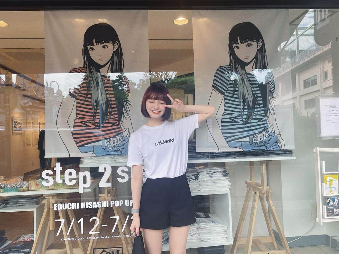 江口寿史さんのインスタグラム写真 - (江口寿史Instagram)「江口寿史『step2』出版記念展 を見に、吉祥寺に行ってきました  江口寿史さんの女の子がいちばん好きなのです Tシャツとポストカードを買ってにこにこで帰りました」7月21日 21時35分 - egutihisasi