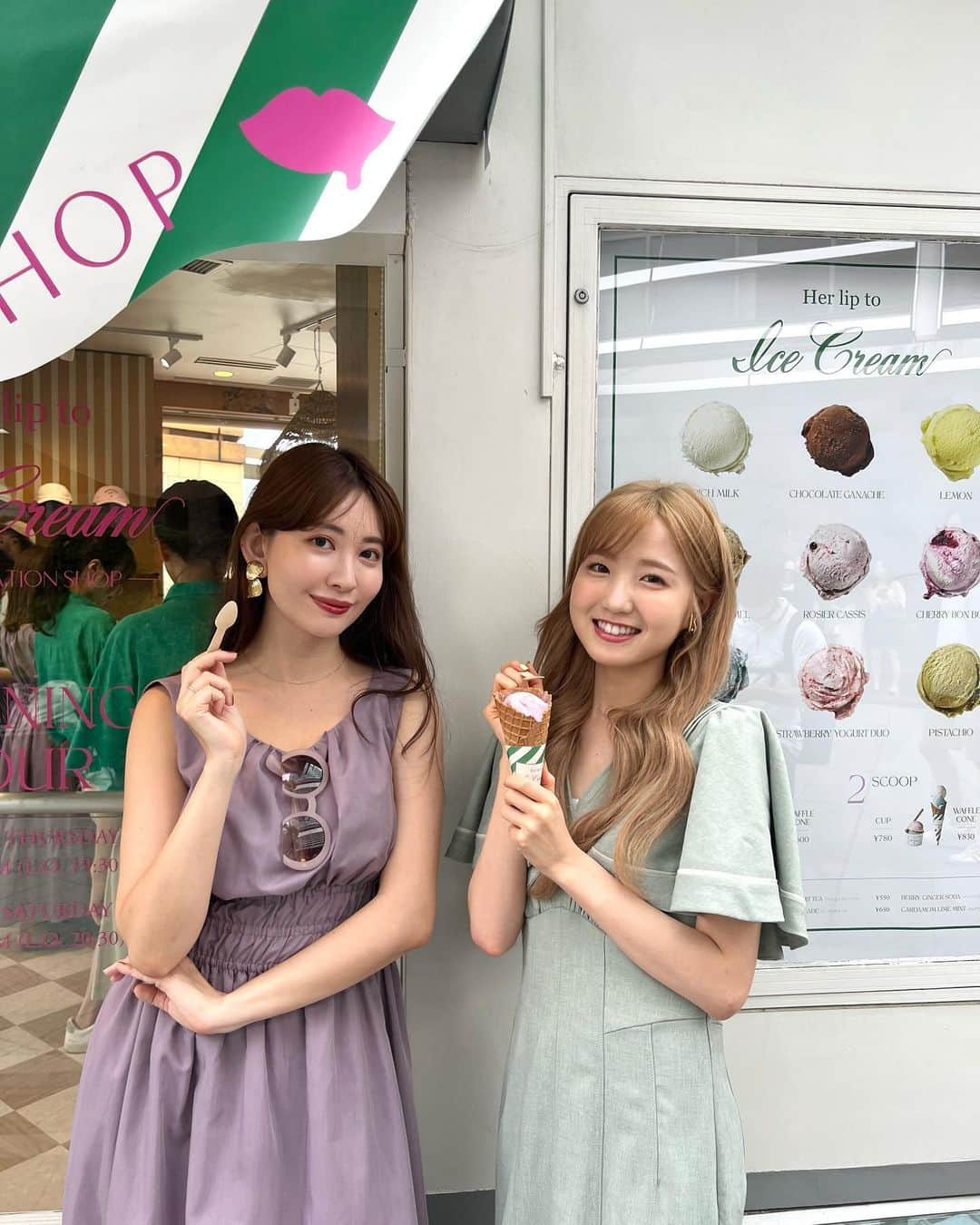 のインスタグラム：「. ☺️🍒🍨🐈  Her lip to Ice Cream THE VACATION SHOP🍨⛱️  @nyanchan22 🐈 @herlipto 🍒 @herlipto_icecream 🍨」