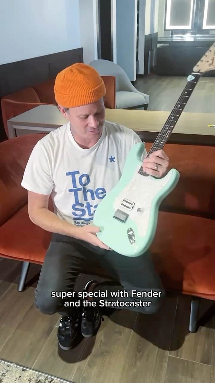 Fender Guitarのインスタグラム：「You heard @tomdelonge: the Strat is coming BACK! Head to the link in bio for a first look and sign up for a chance to win your own Tom Delonge Stratocaster.」