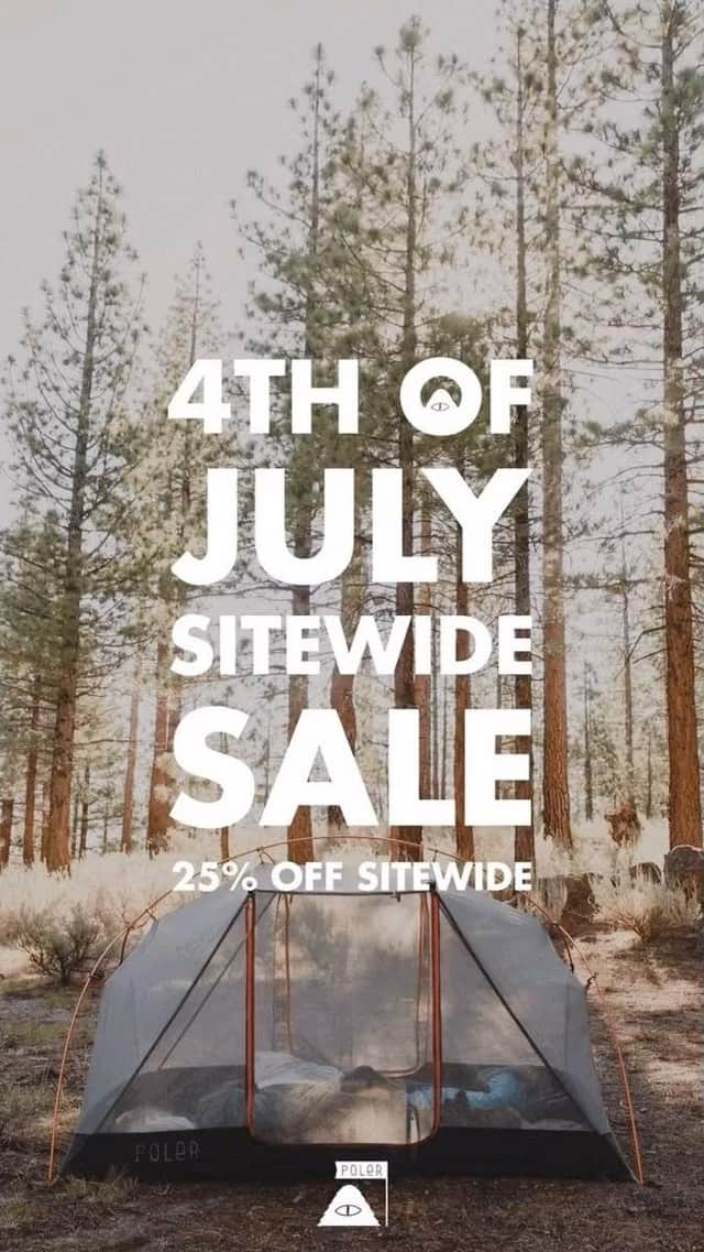 Poler Outdoor Stuffのインスタグラム：「4th of July Sale  25% off site wide, use code “CAMP25” at checkout for 25% off all stuff!  Free camp mug with orders over $100 & free shipping in the U.S on orders over $100  Shop now & save🏕  #campvibes」