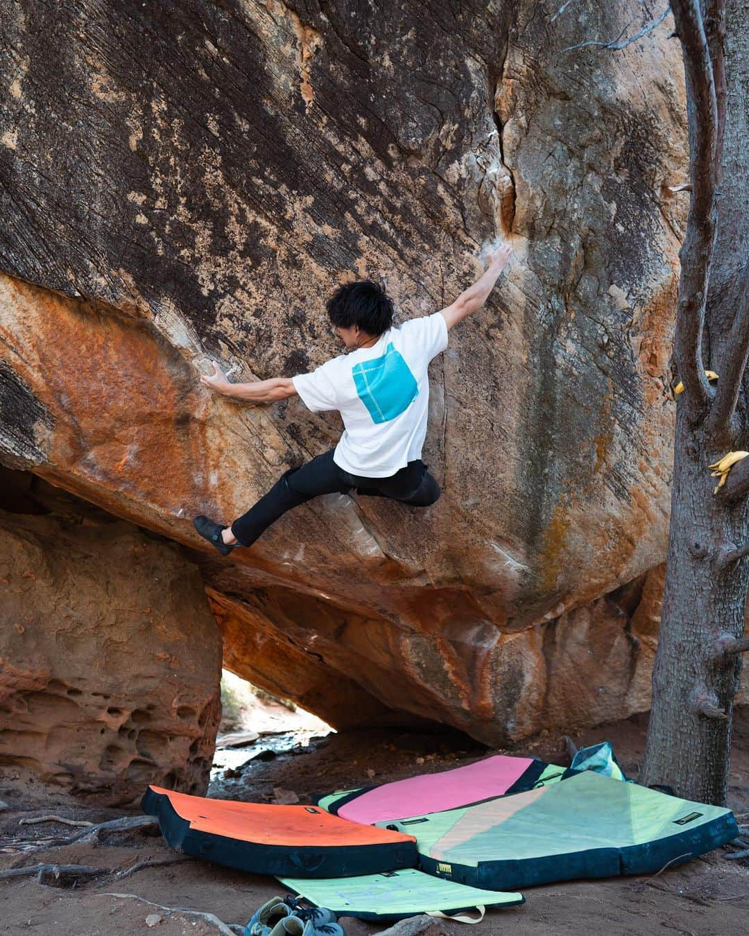 村井隆一さんのインスタグラム写真 - (村井隆一Instagram)「Monkey Wedding(V15/8C)✅  Climbing for 6 days without rest days because African life is too fun. Yesterday, I managed to send one of the main goals of this tour. Seven years ago I couldn't do the full reach crux at all, but this time it felt easy (Though I had a hard time for connecting due to my finger skin problem🙈) I'm glad that the range of moves I can perform has definitely increased compared to before. Time to try highballs. ____________________________________ アフリカライフが充実しすぎて気づけばノーレストのまま6連登目に突入。 昨日は今ツアーのメインゴールの一つ、フレッドニコル大先生(@fred_nicole )のMonkey Wedding(五段+)が登れた。7年前にトライした時には全く出来なかった核心のパツパツデッドが今はあっさり止まるようになってた(指皮無さすぎて繋げで沼ったけど)。ムーブの引き出しも距離出しの範囲も昔より確実に広がってて成長してる実感が得られた。この調子でハイボールも頑張ろう。 完登直後に @nari.tomo がバナナを投げてくれたので岩の上で15年ぶりくらいに食べたけどやっぱバナナは苦手。  Photo @nari.tomo  #climbing#bouldering#ボルダリング#rocklands @rokdo_team @frictionlabs @organicclimbing @unparallelup @rockmasterhq @team_edelrid @clover_resole @climbskinspain @urban_basecamp_shinjuku @basecamp.import @basecamponlineshop」6月28日 3時18分 - ryu____1