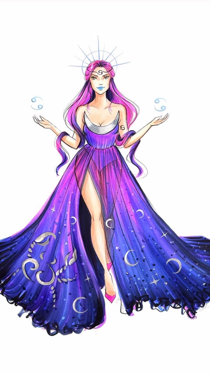 Holly Nicholsのインスタグラム：「Cancer Season ♋️🦀 #cancerzodiac #cancerseason #zodiac #fashionillustration #asmr #oddlysatisfying」