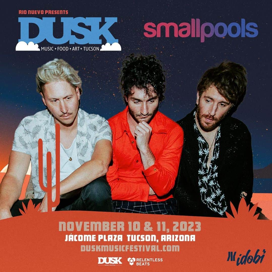 スモールプールズのインスタグラム：「very excited to announce we’ll be playing @duskmusicfestival in tucson, az in nov! full lineup coming tomorrow and it’s a good one! 🌵☀️ tickets on sale friday.」