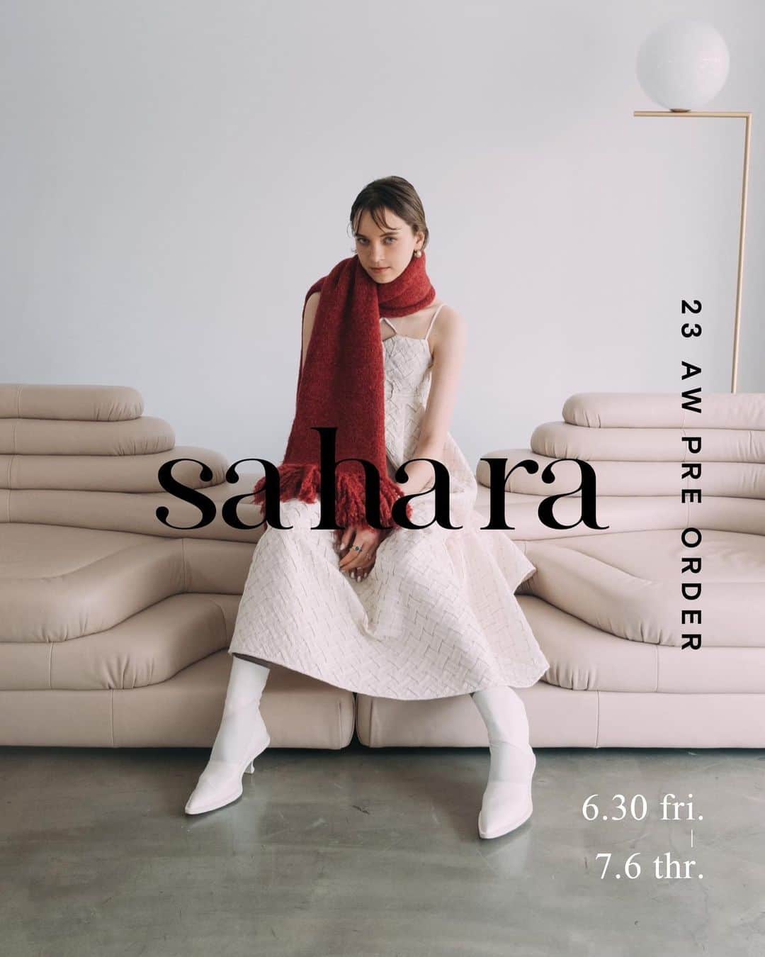 野村仁美のインスタグラム：「sahara 23Autumn/Winter 本日より公開となりました。  今季も無事この日を迎えられてホッとしています。 とにかく型数が増えたので、デザインしたはいいものの、サンプル修正のやり取りも多く、本当に生産管理の2人のおかげで形になりました🙏  @little_chaty  @har__na   心からありがとう！✨  今回のLook撮影もモデル、スタジオ手配から撮影まで本当に楽しんでやらせてもらいました。  モデルは　@nasbrush ❤️ スタイリングとヘアメイクは @miyoshikaori 🌞  明後日からプレオーダーがスタートするので今日はinstagramの更新計画なぞ考えておりました。  これから日々公開していきます。 ぜひお楽しみにしていただけたらと🙏」