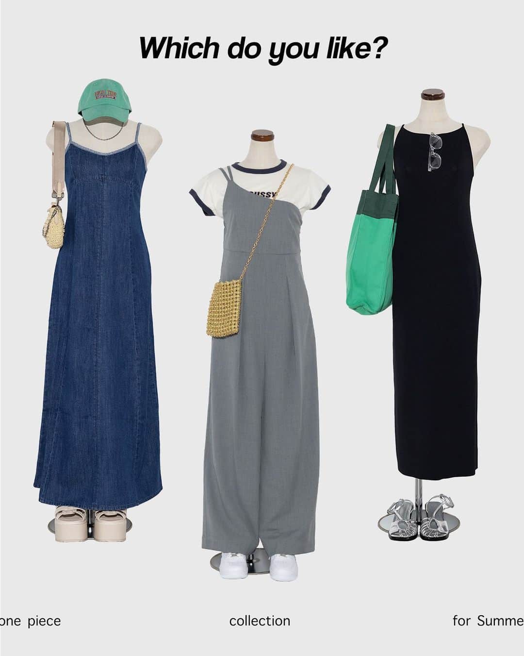 のインスタグラム：「SUMMER ONE PIECE COLLECTION ━━━━━━━━━━━━━━━━ 身軽でお洒落！ サマーワンピースのご紹介。  【MOUSSY】DENIM CAMI ドレス  ¥13,970 tax in   Size：1,2  Color：BLU  No：010GSS11-0690  ※発売中  【MOUSSY】ONE SHOULDER オールインワン  ¥13,970 tax in   Size：1,2  Color：GRY,BLK  No：010GSG30-1840  ※発売中  【MOUSSY】BACKLESS KNIT ドレス  ¥8,800 tax in   Size：1,2  Color：BLK,D/BRN,GRY  No：010GSS70-1090  ぜひ夏に向けてのお買い物&コーデの参考にしてみて♡  気になるアイテムは画像をタップまたは プロフィールのサイトURLをクリック✔ ━━━━━━━━━━━━━━━━ #SHELTTERWEBSTORE #SWS #MOUSSY #SLY #RODEOCROWNSWIDEBOWL #2023ss #summer2023 #onepiece #summeroutfit  #ワンピース #キャミワンピ #ワンピースコーデ #海コーデ #夏コーデ #夏服 #今日のコーデ」