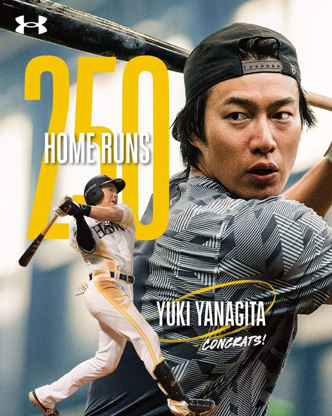 Under Armourのインスタグラム：「. 【CONGRATULATIONS】 250 HOME RUNS  柳田悠岐｜@gita19881009   #TeamUA #アンダーアーマー」