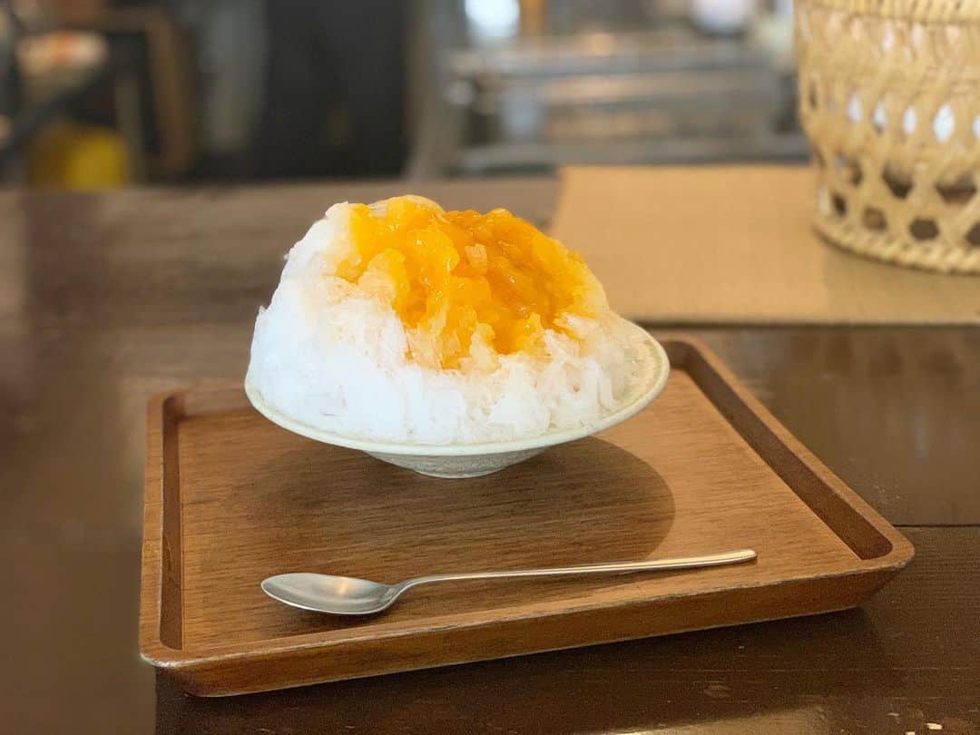 原田麻子のインスタグラム：「あんず  シンプルにのみで。品種は平和。 はぁーこういうのが探してもないんだよね、 シンプルなあんず。トロ煮のあんず。  美味しいなぁ  #かき氷#かき氷🍧#おやつ#ごはん#sweets#shaveice#東京かき氷」