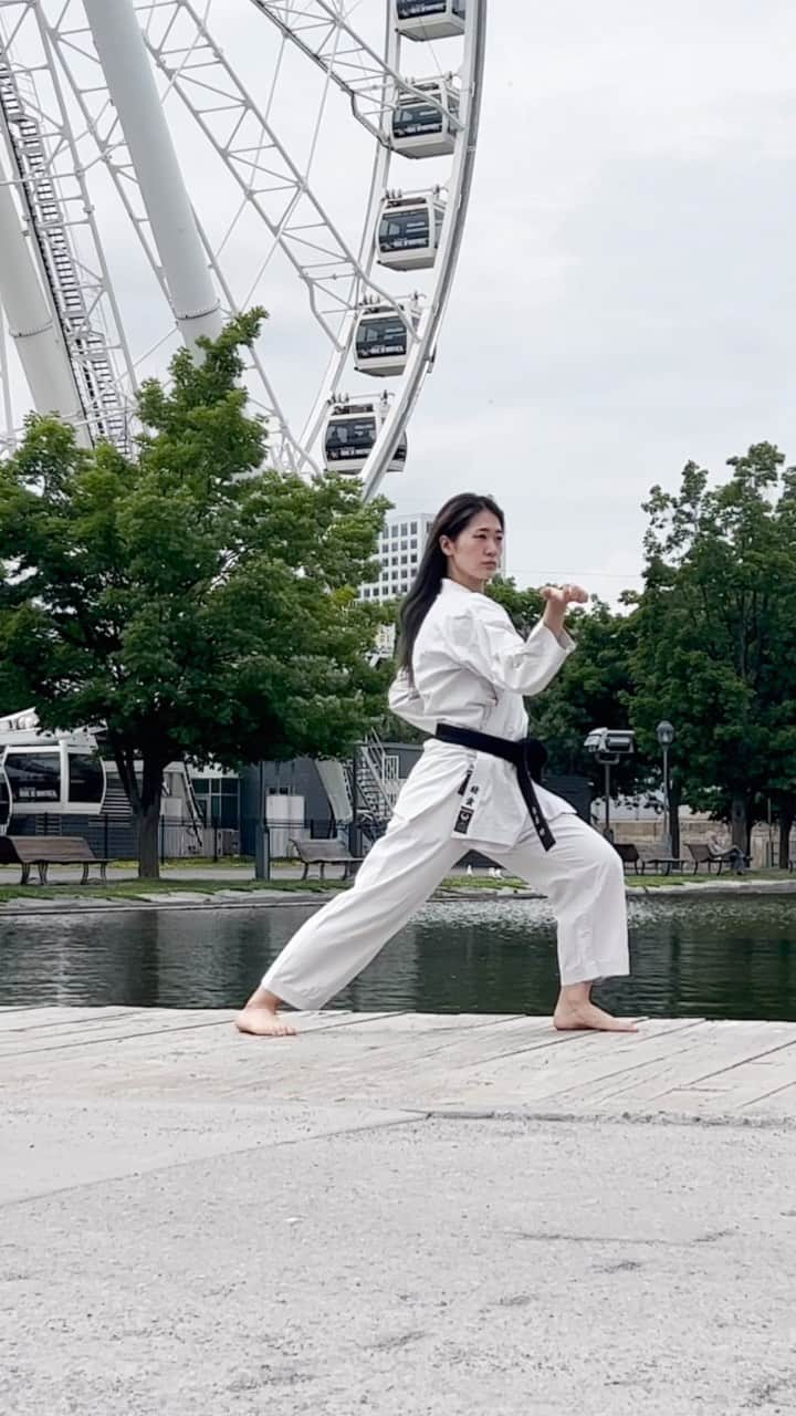 山口睦貴のインスタグラム：「前回の続き🥋 燕飛  髪を結ばないで空手をやるのは初めて。 不覚にも髪ゴムを忘れました。  #japanesegirl #japanesekarate #karate #karategirl #canada #montreal #空手家 #空手girl #空手ガール # #空手稽古 #空手女子 #正拳突き #日本空手協会 #action #アクション #形 #モーショントラッキング #enpi #燕飛」