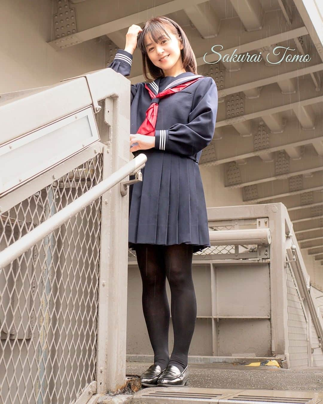 櫻井智のインスタグラム：「A continuation of the dress-up doll series Japanese schoolgirl uniforms　part2  It was raining on this day...  #japan #fashion #photography #followme」