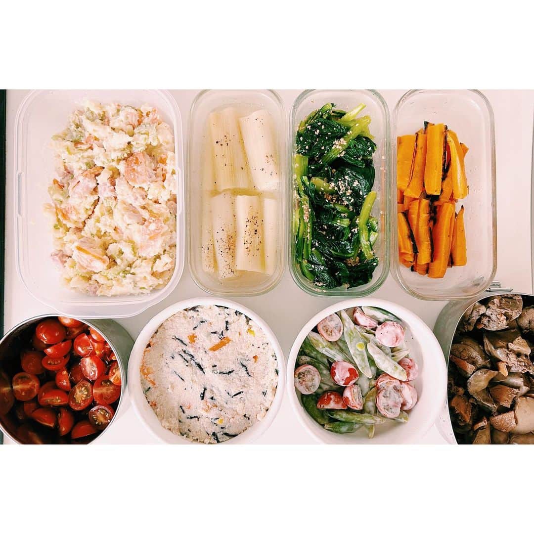 雪浦聖子さんのインスタグラム写真 - (雪浦聖子Instagram)「今週と先週の常備菜。おからブームと、人参のグリルブームが来てるので間違い探しみたいになった。」6月28日 17時04分 - sneeuw_y