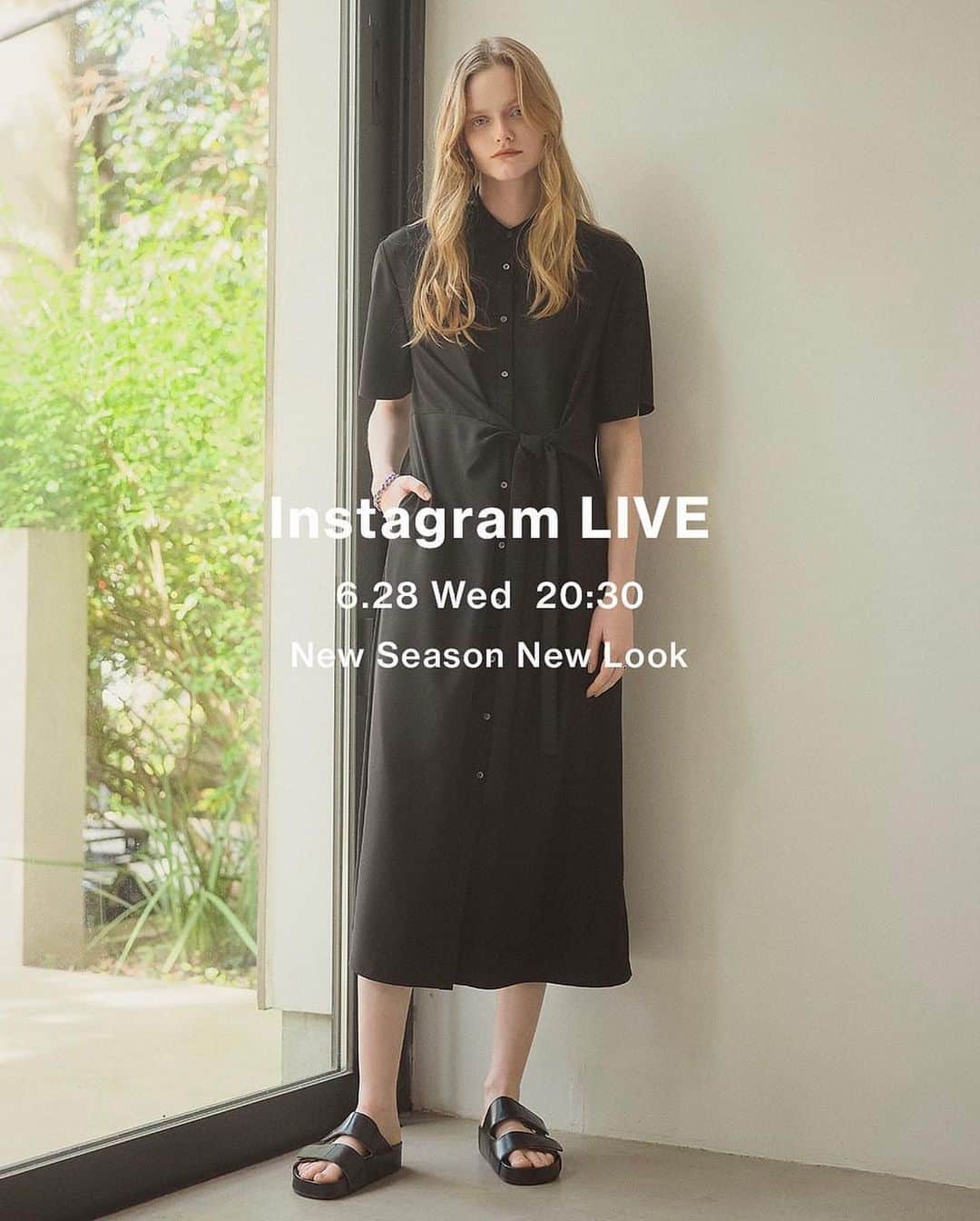 亀恭子のインスタグラム：「@theory_luxe_official  Instagram Live📢  6/28（Wed）20:30- 今から晩夏まで使える新作をご紹介します。  すっかり夏本番な感じですね。 是非観てください☺︎  #theoryluxe #instagramlive #summer #fashion」