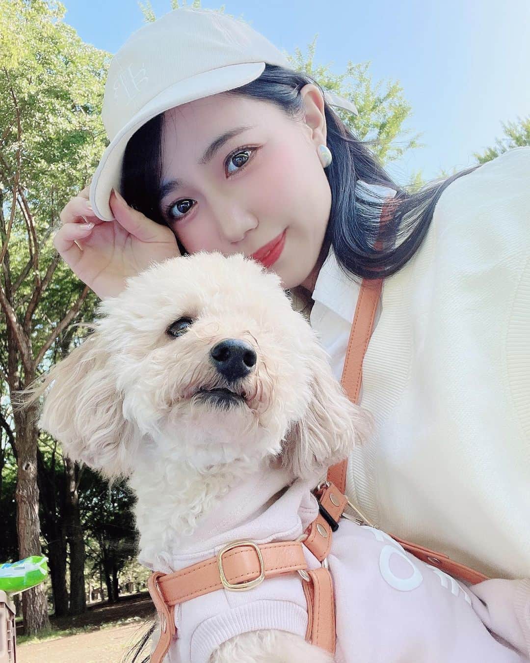 のインスタグラム：「♡ 5月にみるみると ピクニック🧺いったときの お写真〜📷です🌱✨👶 . #ピクニック #春　#愛犬　#犬連れ　#犬連れok #公園」