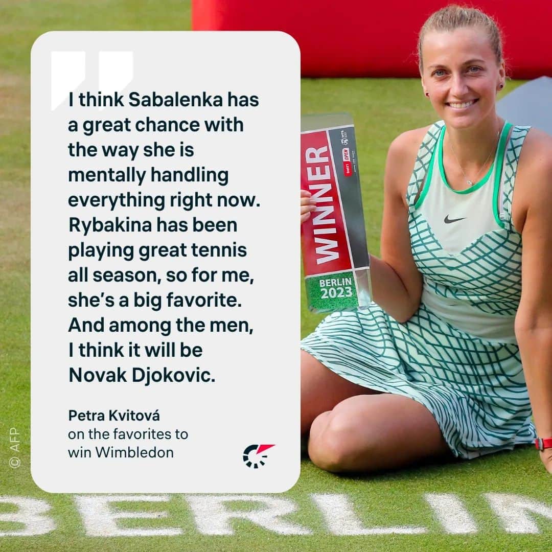 のインスタグラム：「Wimbledon may be @petra.kvitova's favorite tournament, but she has others in mind as favorites to win this year. 🏆  Read our exclusive interview with the two-time champion at the All-England Club – the link is in the bio! 🔗」