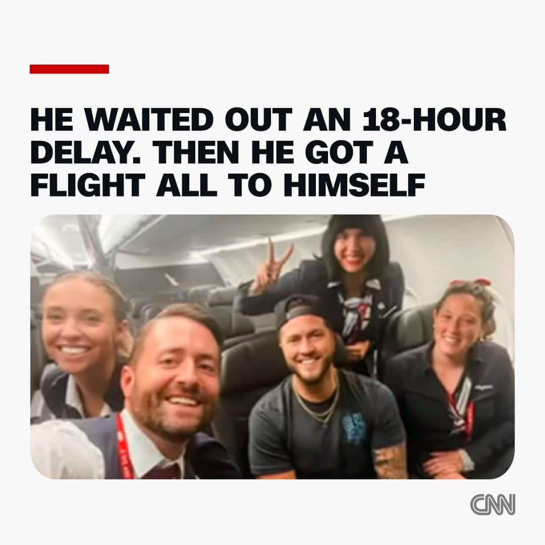 CNNさんのインスタグラム写真 - (CNNInstagram)「If you’ve ever thought that having an empty seat beside you on a flight is the ultimate travel goal, try this for size: an entire plane to yourself.  That was the dream scenario for Phil Stringer, who was flying from Oklahoma to North Carolina on Sunday at 6:30 a.m.  As his delay got longer and longer – Stringer says departure was pushed back no fewer than seven times – other passengers due to travel either rebooked their flights or gave up entirely, but he kept waiting.  By the time the plane finally took off at 12 minutes past midnight, he was the only one to board.  Read about his experience at the link in bio.  📷: Phil Stringer」6月28日 23時05分 - cnn