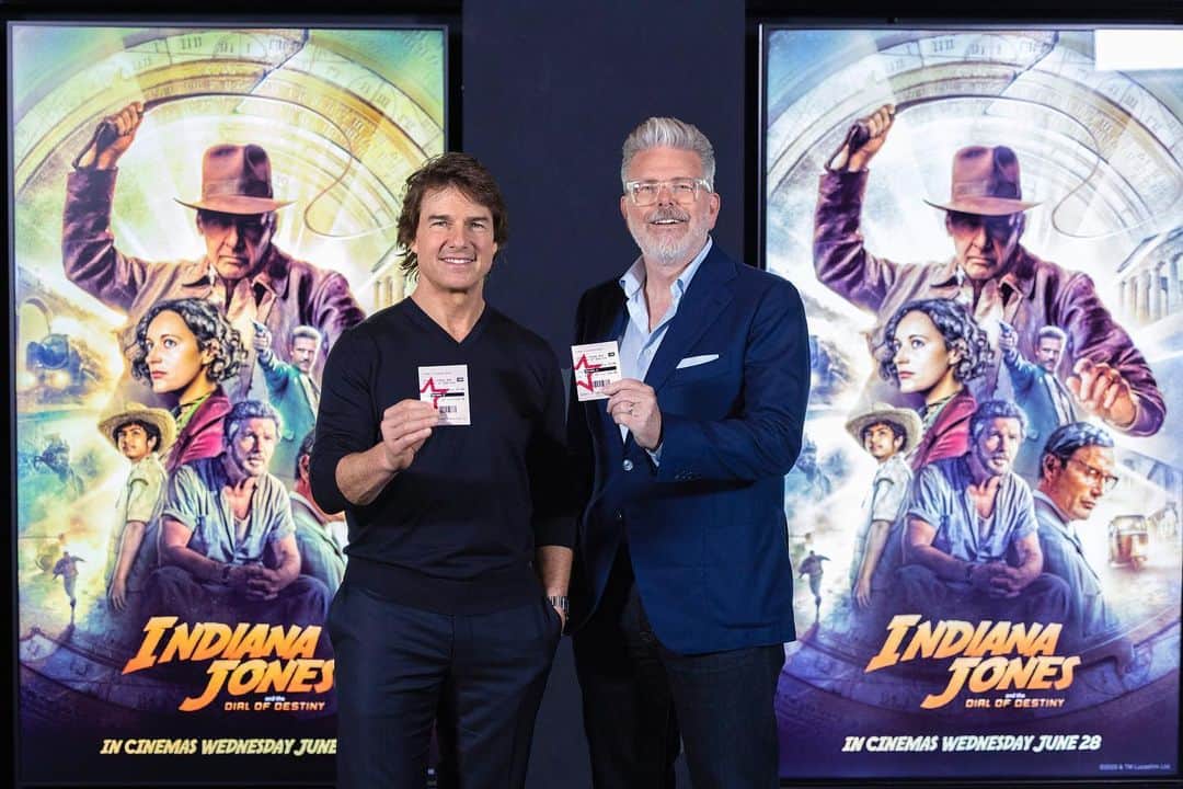 トム・クルーズのインスタグラム：「This summer is full of amazing movies to see in theaters. These are just a few that we can’t wait to see on the big screen.  Congratulations, Harrison Ford, on 40 years of Indiana Jones and creating one of the most iconic characters in cinema history. You have given us countless hours of joy.  I love a double feature, and it doesn’t get more explosive (or more pink) than one with Christopher Nolan’s Oppenheimer and Greta Gerwig’s Barbie.」