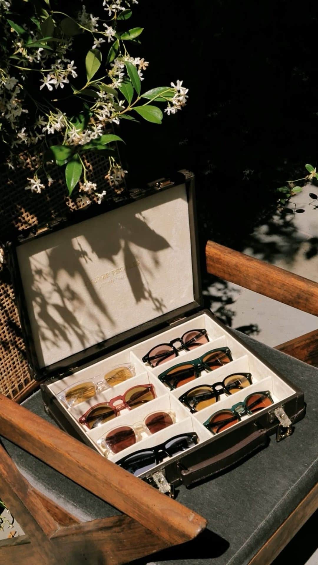 オリバーピープルズのインスタグラム：「Jewel tones. Presenting this season’s limited edition colorways in Oliver Sun, Gregory Peck Sun, and Desmon Sun.」