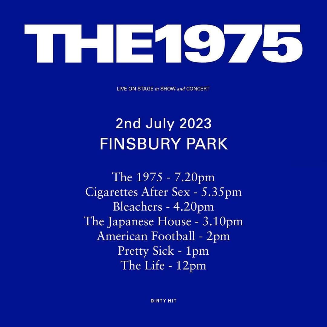 さんのインスタグラム写真 - (Instagram)「The 1975 at Finsbury Park with @cigsaftersex, @bleachersmusic, @thejapanesehouse, @americfootball, @sickysab and @thelife_ishere  July 2nd 2023」6月29日 2時00分 - the1975