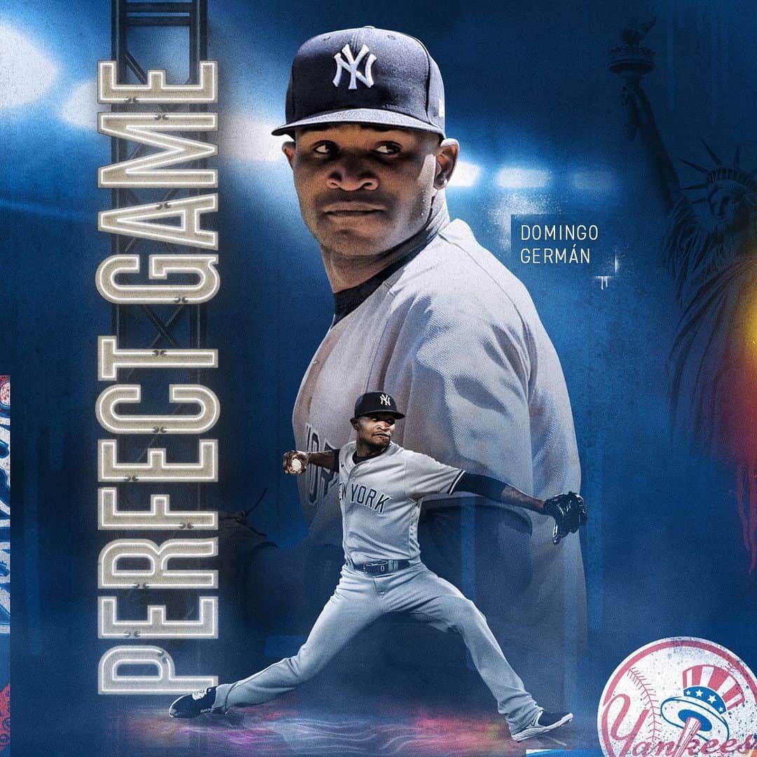 ニューヨーク・ヤンキースのインスタグラム：「27 up. 27 down. Perfection for Domingo Germán.」