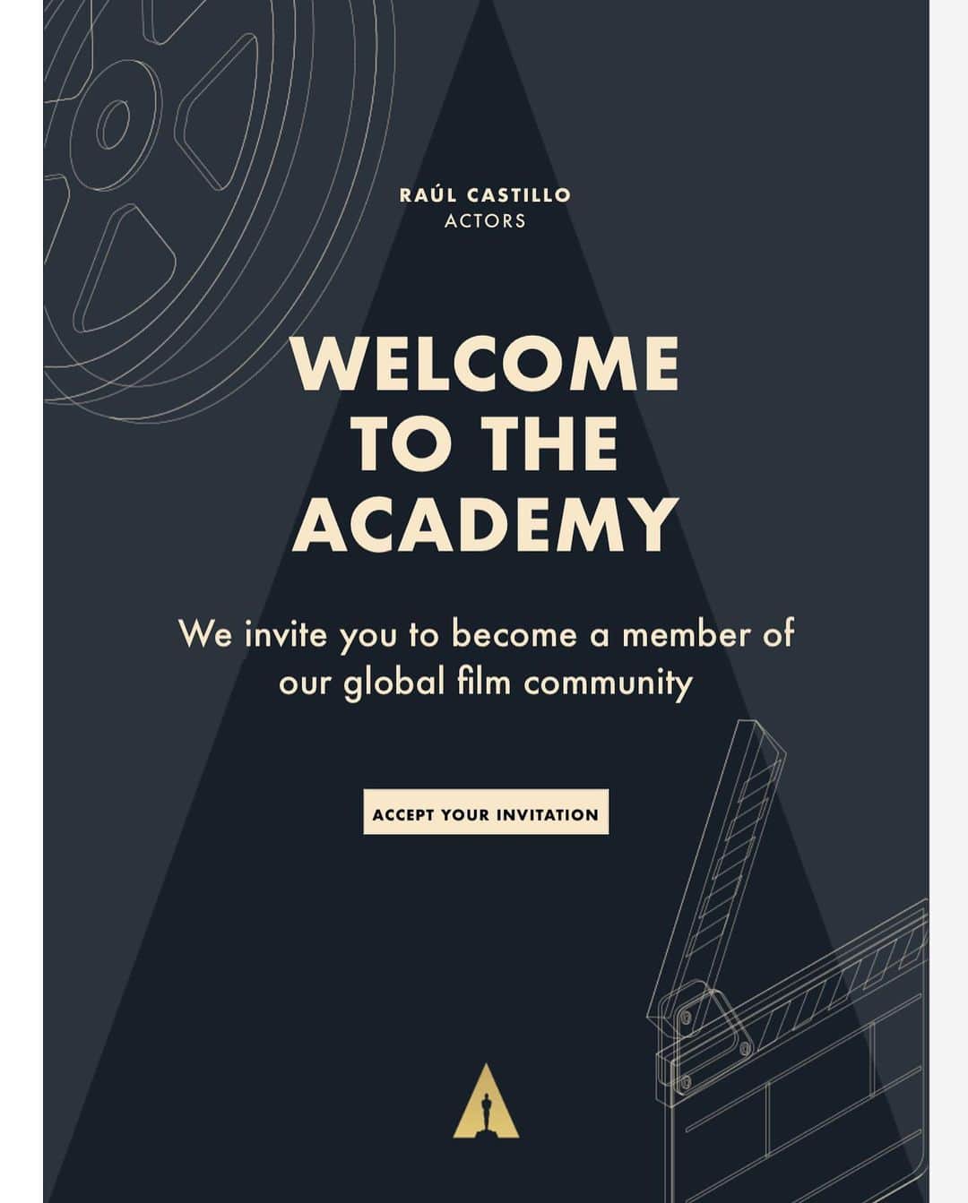 ラウル・カスティージョのインスタグラム：「I am overwhelmed, moved and, above all, honored. I’m a first-gen kid from a border town. I am my ancestors’ wildest dream. I feel very seen today. Grateful to the @theacademy and to all the members who advocated for me. I promise to serve with integrity.」