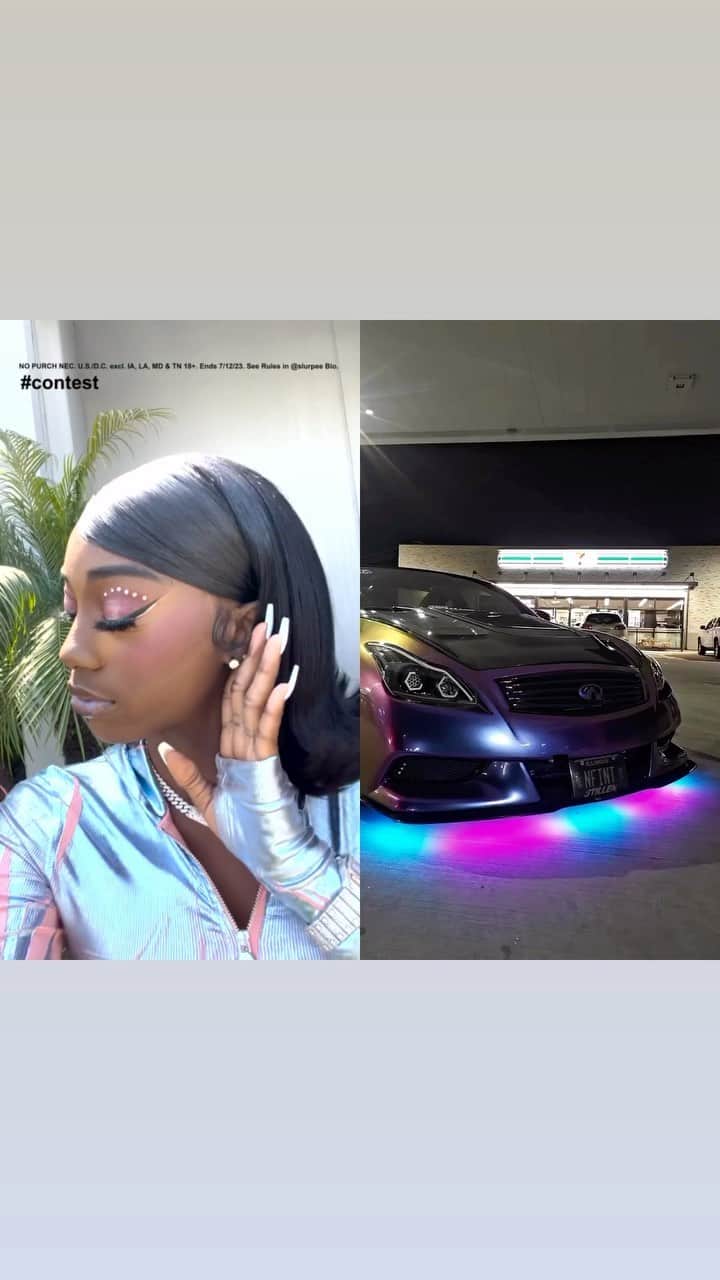 7-Eleven USAのインスタグラム：「drop the verse you’d be spitting in this car ⬆️ remix this @slurpee post with your best slurpee inspired bars and follow @slurpee for a chance to win a spot on the remix of Flo Milli’s new song Anything Flows. and be sure to tag #FlowLikeSlurpee and #contest in your post!    [📸]  @vqyecks」