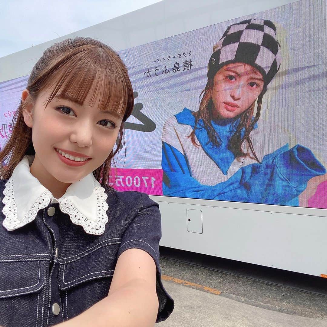 のインスタグラム：「6/30(金)までアドトラ走行中🚚🌈  原宿、渋谷にふうかのお顔が 走っているなんて、夢のよう💭 いや現実ですねっ(｡ﾉω≺｡)ﾉ))ﾍﾟﾁﾍﾟﾁ  素敵な景色を見せてくれて 本当にありがとうございます。 1人でもかけていたらこの順位に到達でかなかった。応援してくれた皆さまに感謝のきもちでいっぱいです。 このアドトラックがたくさんの方の目にとまりますように🧚‍♂️」