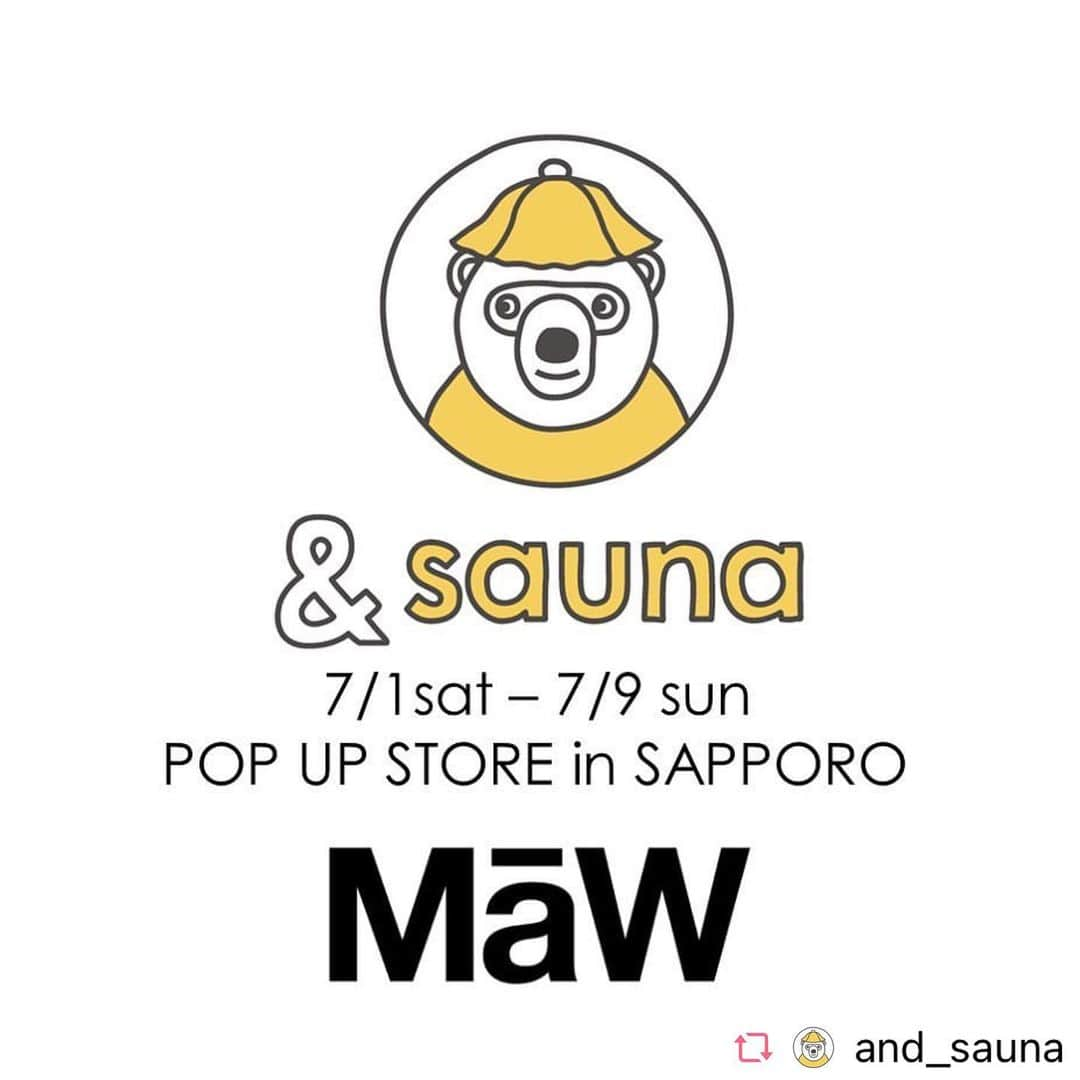 MāWさんのインスタグラム写真 - (MāWInstagram)「#repost   &saunaのPOPUP SHOPのお知らせです‼︎ 札幌市中心部にあるアパレルショップMaWで、期間限定開催します。  オンライン未発売のサウナハットや、普段オンラインで販売しているポンチョ、サウナハット各種を実際に手に取ってご試着頂くことが可能です。  &sauna POPUP STORE in MaW 2023.07.01 sat - 07.09 sun ................................... MaW 札幌市中央区南2条西5丁目31  ALPHA 2-5 1F 営業時間 : 12:00-19:00 ...................................  #sauna  #saunner #サウナ #サウナー #サウナ女子 #サウナ男子 #サウナ好きな人と繋がりたい #サウナ好き #サウナハット #サウナグッズ #サウナ飯 #サウナキャンプ #アンドサウナ #ととのう #水風呂 #外気浴 #北海道 #旅行 #andsauna」6月29日 8時18分 - maw_sapporo