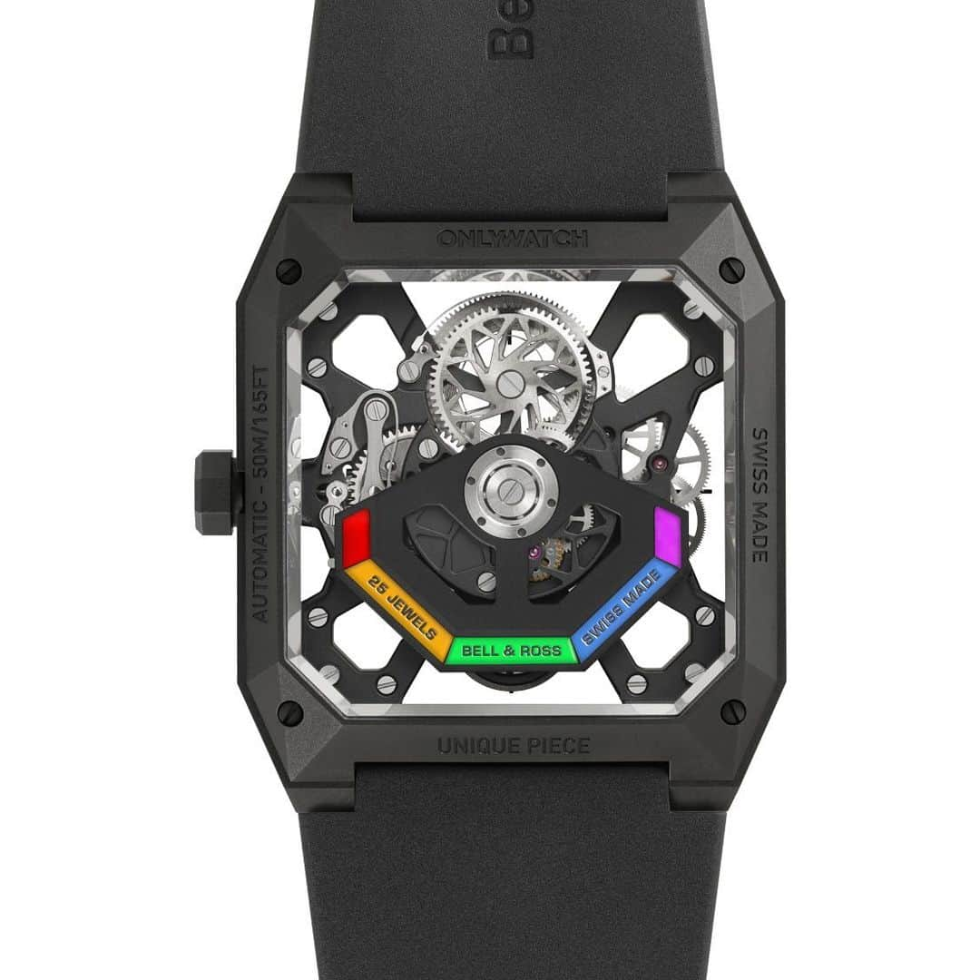 ベル&ロスさんのインスタグラム写真 - (ベル&ロスInstagram)「Bell & Ross is honored to present the BR 03 Cyber Rainbow timepiece for the 2023 edition of Only Watch, a biennial charity auction of unique watches for research on a cure for muscular dystrophies.  In tune with this year’s theme, we incorporated an extensive spectrum of colors in the form of a mosaic pattern into this exclusive one-off timepiece born out of a fusion of design elements taken from both the iconic BR 03 line and the avant-garde Cyber collection.  To be auctioned at Only Watch 2023 on November 5, 2023, at Palexpo in Geneva.  Discover more on www.onlywatch.com/bell-ross #bellross #timeinstruments #BR03 #BROnlyWatch #OnlyWatch」6月29日 23時35分 - bellrosswatches