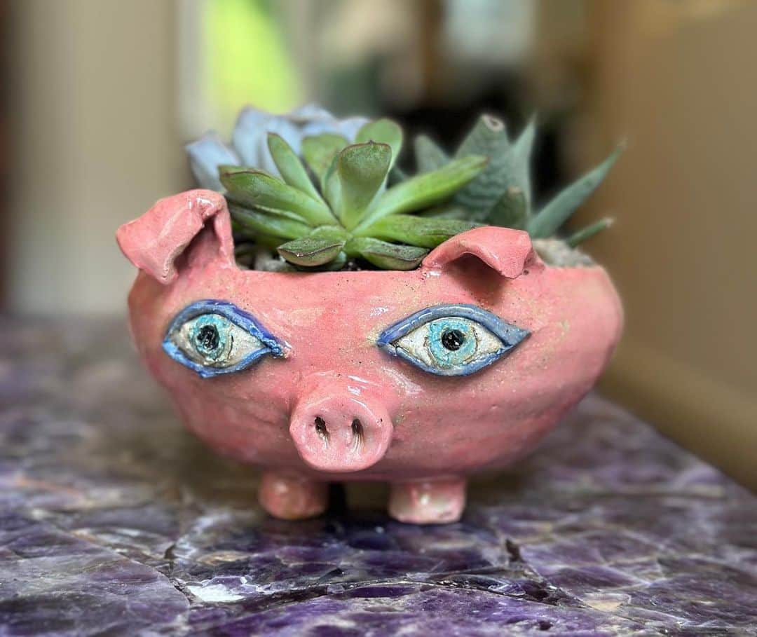 ビジー・フィリップスさんのインスタグラム写真 - (ビジー・フィリップスInstagram)「ROUND 1 of Succulent Pigs are COMPLETE 🐽 a huge thank you to my amazing ceramics family at @greenwichhousepottery especially my wheel teacher Dustin aka @ceramicsandtheory who really encouraged me to lean into the pigs(and the owls and the Pigasuses) AND who helped me figure out how to throw pots even when i had long fake nails for #girls5eva 💗 These pigs all have good homes they’re off to but MORE SUCCULENT PIGS COMING SOON! 🐽❤️⭐️ And as always, a shoutout to my parents for sending me to college and paying for the semester i essentially dropped out because i was auditioning and then doing the pilot for Freaks and Geeks and the only class i got credit for was ceramics 101.」6月29日 22時42分 - busyphilipps