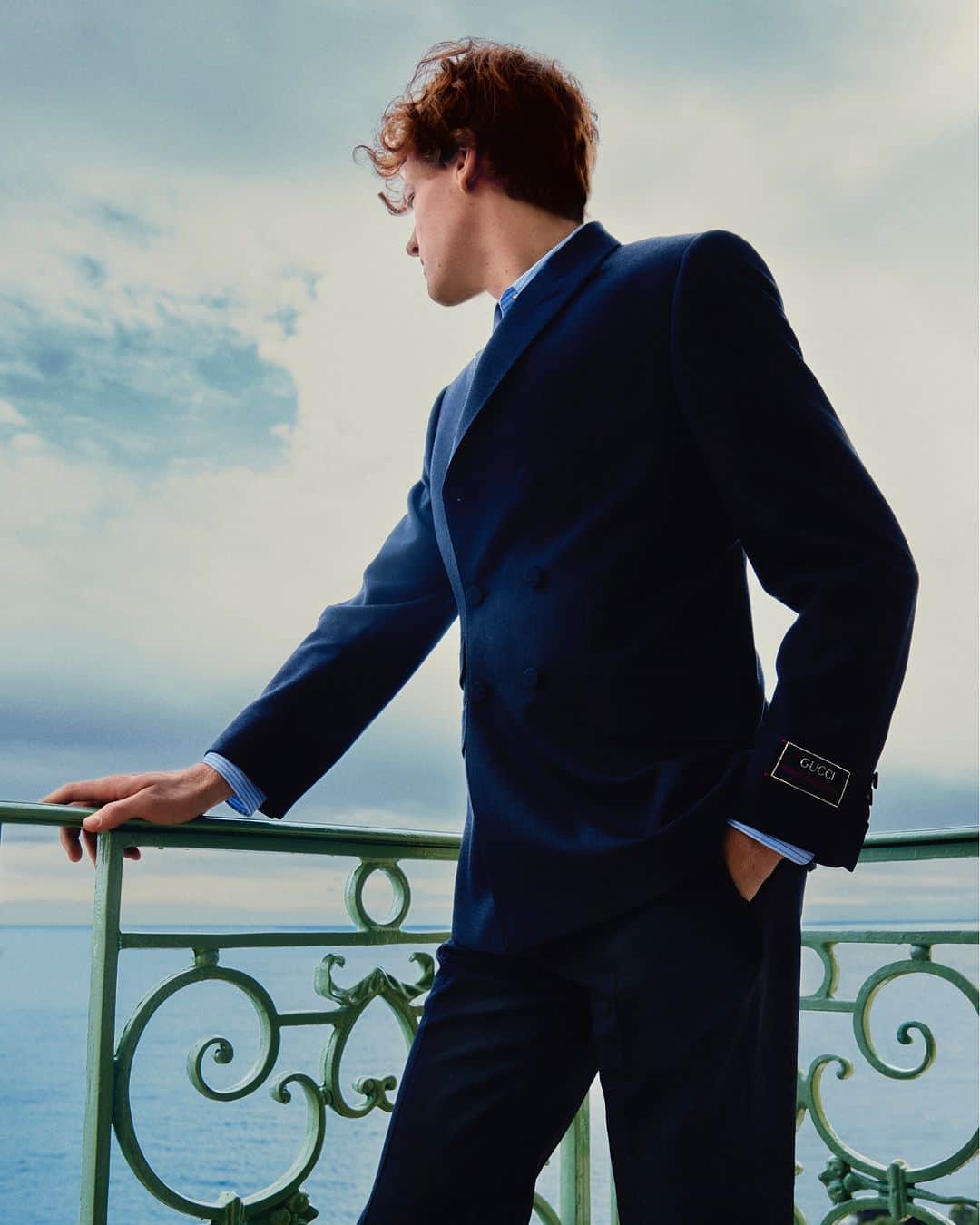 グッチのインスタグラム：「Jannik Sinner for A Hero’s Journey. Each chapter of the series explores the lives of celebrated sports figures, asking them to share their often-challenging road to the top, while showcasing key looks from the latest Gucci collections.   Discover more at link in bio.   #JannikSinner #AHerosJourney @gqsports」