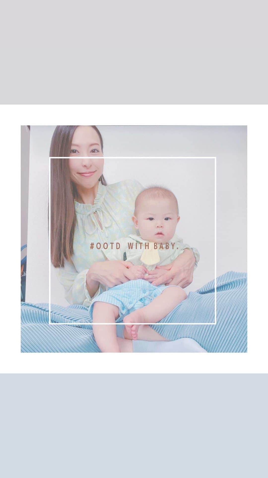 空さやかのインスタグラム：「🦋 #ハーフバースデー の日の #リンクコーデ 👩‍🦰👶🏻 #20230615  お祝いでもらったとっても可愛いロンパースに 色味完璧に合わせられて嬉しすぎたおかん♡ @achaming17 ありがと🫶  ちびちびネクタイがかわいいんだ🥺  #親子リンクコーデ  #あかちゃんのいる生活  #赤ちゃんとママ  #生後6ヶ月男の子  #6ヶ月ベビー  #乳児  #成長日記  #ootd  #コーデ記録」