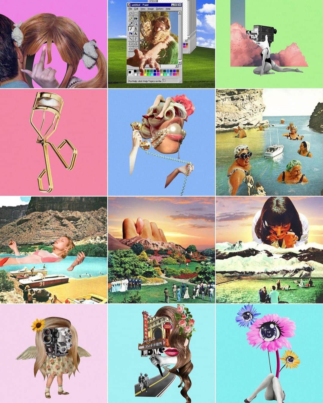JOYSTICKKのインスタグラム：「. 最近のCollageArt🎨🧩✒️ コンセプトは「キモカワ」 これも販売してるので自宅や職場に飾って気持ち悪可愛くなりたい方はご連絡ください✉️🧑🏻‍🦲🎀⛓️🥷🔪 @badartishere   #BADARTISHERE #collageart #collageartist」