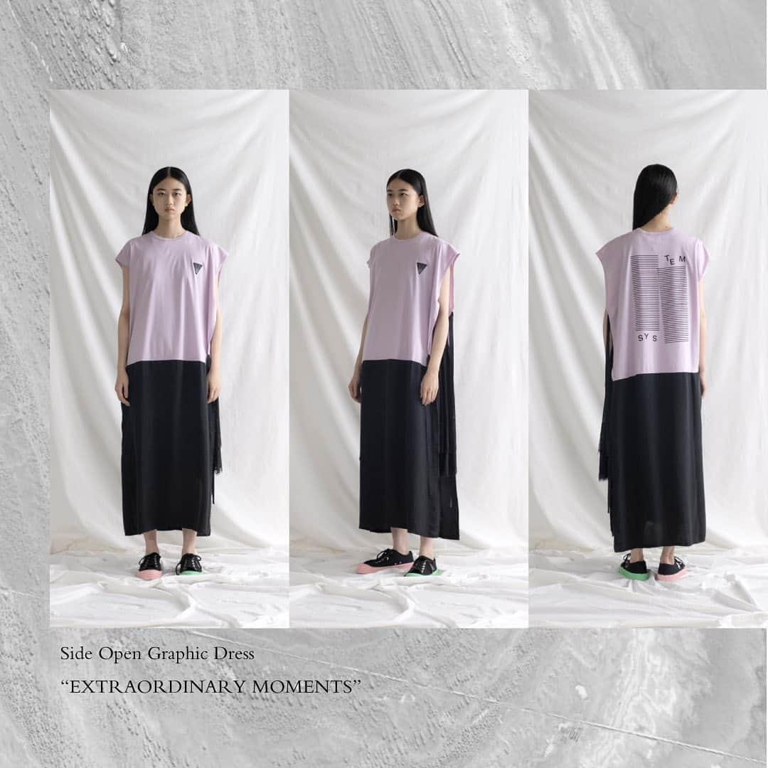 TARO HORIUCHIのインスタグラム：「#tarohoriuchi 2023 S/S ‘EXTRAORDINARY MOMENTS’  ・ Item: Side Open Graphic Dress Color: pink Size: 1 Model height: 175cm ・ #tarohoriuchi23ss  thproductsonline.com」