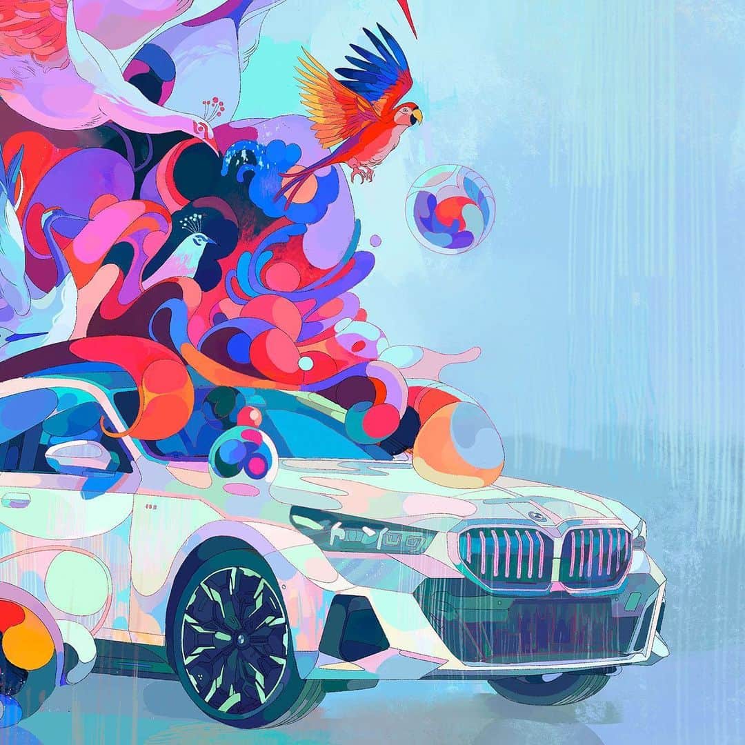 BMWさんのインスタグラム写真 - (BMWInstagram)「Move vibrantly and soar. The BMW i5, vividly imagined by @jdebbiel 🎨 #THEi5 #BMW __ BMW i5 eDrive40*: Combined power consumption: 18.9–15.9 kWh/100 km. Combined CO2 emissions: 0 g/km. Electric range: 497–582 kilometers. All data according to WLTP. * Preliminary data; no homologation figures available yet. Further info: www.bmw.com/disclaimer」6月29日 21時59分 - bmw