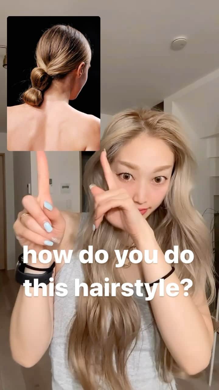 のインスタグラム：「morning〜♡ chignon style today🫶 styling agent @no3jp  hue care hair oil light, smooth and easy to use 💕💕💕  #styling hair #hair #hairstyle  #hairstyles  #chignon」