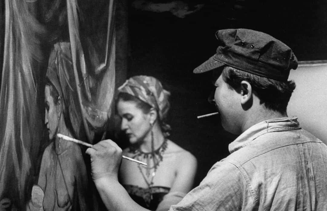 lifeのインスタグラム：「Artist Harry Jackson working on a painting, 1956. 🧑‍🎨  Shop this print, and see more men and women behind famous works of art by clicking the link in our bio.  (📷 Michael Rougier/LIFE Picture Collection)  #LIFEMagazine #LIFEArchive #MichaelRougier #HarryJackson #Artist #Art #1950s」