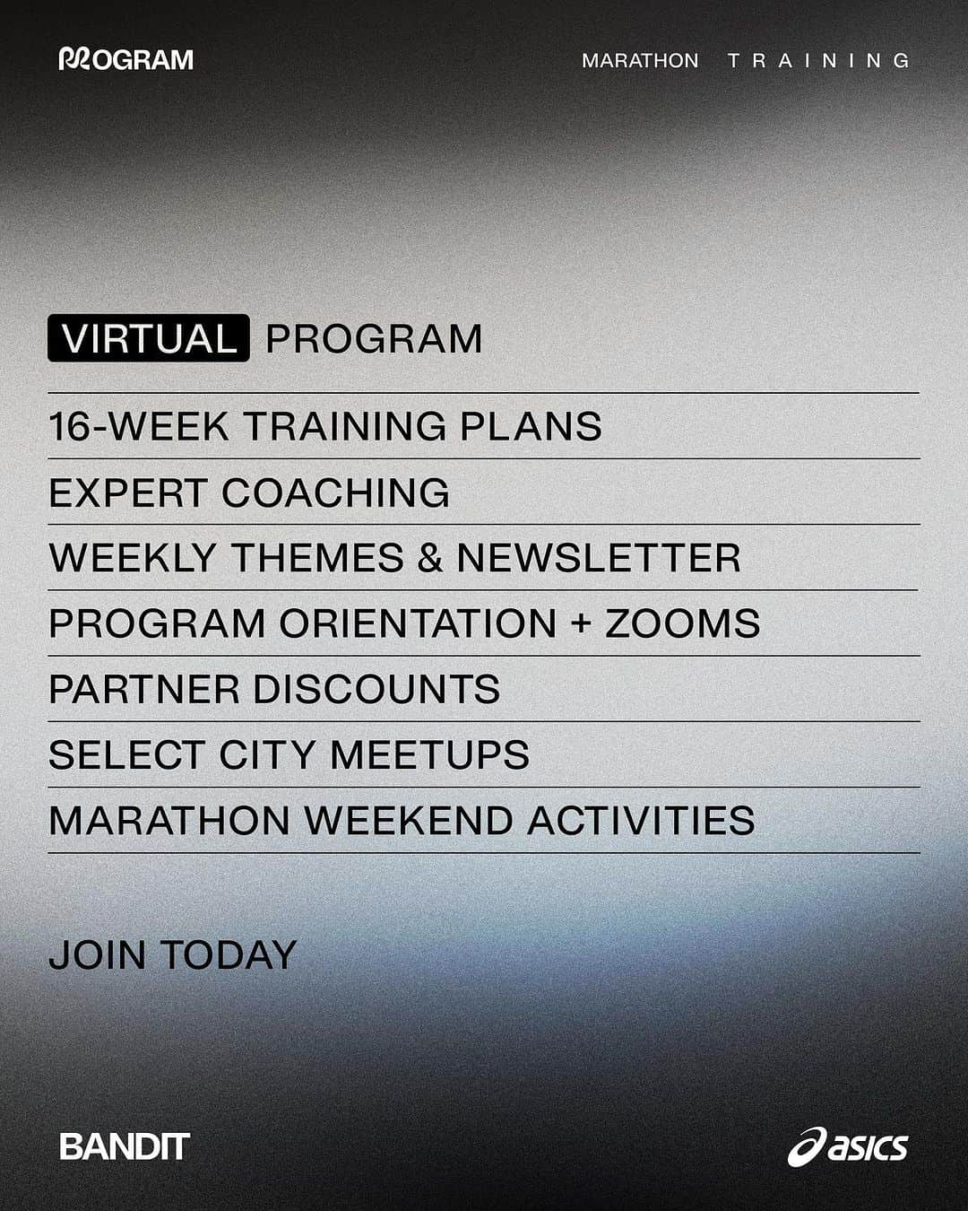 ASICS Americaさんのインスタグラム写真 - (ASICS AmericaInstagram)「Introducing The Program, a 16-week Virtual & Live guided fall marathon training experience by @banditrunning, in partnership with @asics.   Over the next four months, we’ll explore the most crucial aspects of long distance training—from strength and mobility, to recovery and nutrition, and everything in between. New themes each week and expert coaches who will guide you every step of the way.  Sign-up for Virtual or apply for the Live Group today.   Link in bio.」6月30日 0時50分 - asics