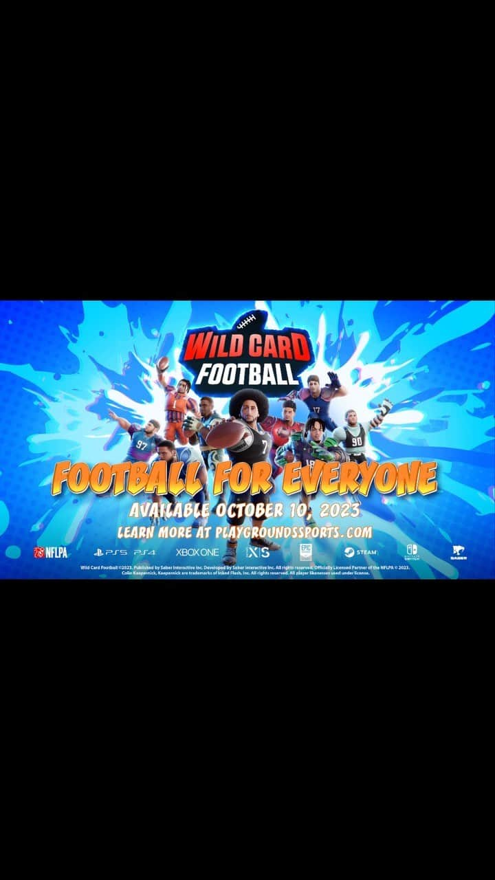 コリン・キャパニックのインスタグラム：「Are you ready for Wildcard Football?   Huddle up gamers. This is YOUR shot at making the game-winning drive. We’re breaking the huddle on October 10, 2023 for the upcoming new arcade-action game #WildCardFootball by @Saber.Games + @PlaygroundsSports 🎮」