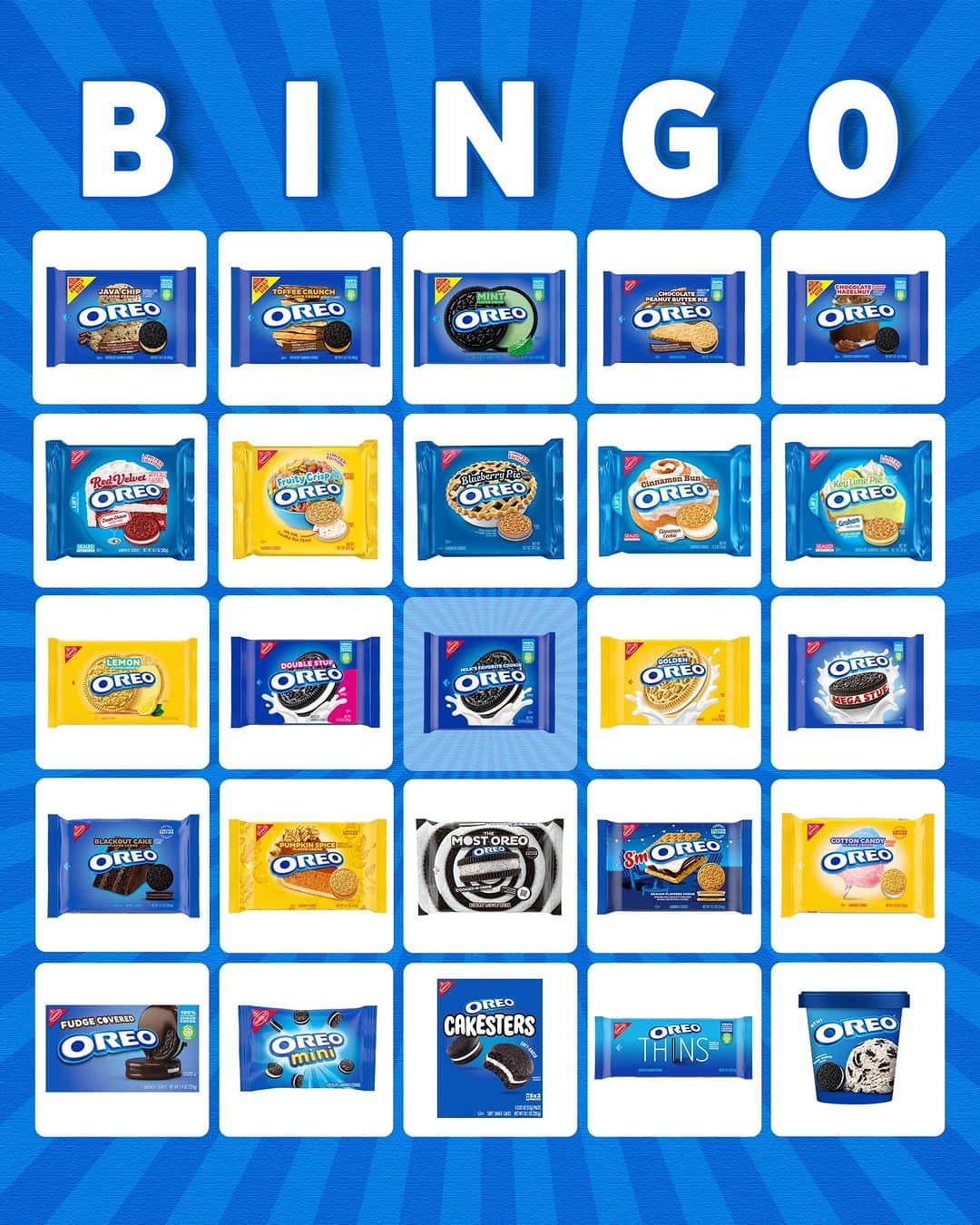 OREOのインスタグラム：「Have you tried 5 in a row? Comment BINGO below ⬇️」