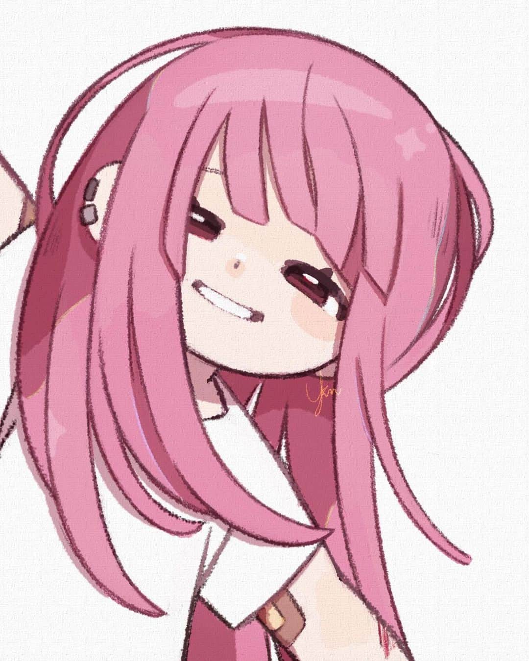 ユキノシュガーのインスタグラム：「#drawing#illustration#original#originalcharacter#girl#pink#longhair#smile#happy」