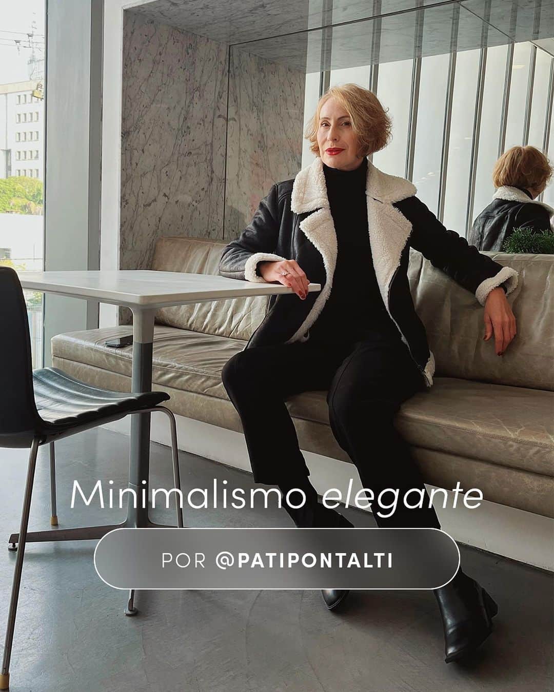 ロジャス・レナーのインスタグラム：「Estilo minimalista, elegância máxima! ✨ A @patipontalti apostou em looks com recortes clássicos e cores neutras para criar composições versáteis. Arraste para o lado e se inspire nas produções. Clique nas fotos e garanta seus favoritos agora mesmo. #SquadTáNaRenner #modafeminina  Jaqueta em material sintético 689446714 | jaqueta biker com pesponto 598182696 | calça wide leg em material sintético 675052116 | sapato scarpin com salto grosso 631827063 | blazer com gola lapela 796275762 | calça cenoura com botão no cós 796283826 | bolsa satchel 781244517 | blusa em viscose 675075174」